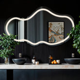 LED Spiegel Asymmetrisch 2 | Wandschalter-Steuerung | Neutralweißes Licht - Reyze Seria Salono Model 1 - Horizontal