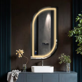 LED Spiegel Halboval 1 | Touch-Schalter | Anti-Beschlag-Funktion | Warmweißes Licht - Reyze Seria Salono Model 1