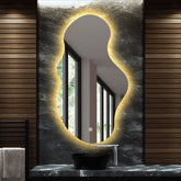 LED Spiegel Asymmetrisch 2 | Touch-Schalter | Warmweißes Licht - Reyze Seria Ambient Model 1 - Vertikal