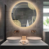 LED Spiegel Rund | Touch-Schalter | Anti-Beschlag-Funktion | Warmweißes Licht - Reyze Seria Good Vibes Model 7