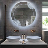 LED Spiegel Rund | Touch-Schalter | Anti-Beschlag-Funktion | Kaltweißes Licht - Reyze Seria Good Vibes Model 7