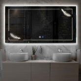 LED Spiegel Rechteckig | Touch-Schalter | Anti-Beschlag-Funktion | Neutralweißes Licht - Reyze Seria Good Vibes Model 2
