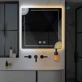 LED Spiegel Quadratisch | Touch-Schalter | Anti-Beschlag-Funktion | Einstellbare Farbtemperatur - Reyze Seria Good Vibes Model 7