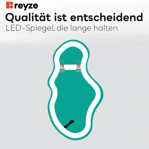LED Spiegel Asymmetrisch 2 | Wandschalter-Steuerung | Kaltweißes Licht - Reyze Seria Salono Model 1 - Vertikal