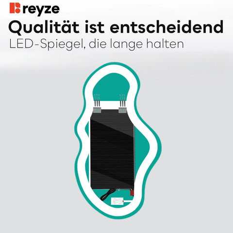 LED Spiegel Asymmetrisch 2 | Touch-Schalter | Anti-Beschlag-Funktion | Neutralweißes Licht - Reyze Seria Ambient Model 1 - Vertikal