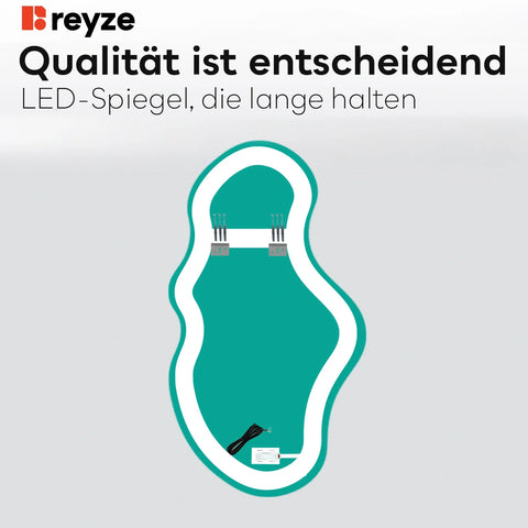 LED Spiegel Asymmetrisch 2 | Touch-Schalter | Neutralweißes Licht - Reyze Seria Salono Model 1 - Vertikal