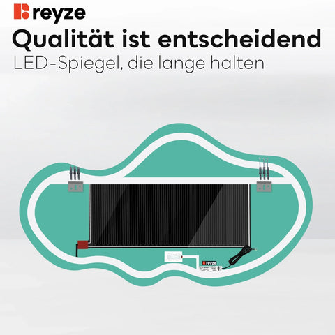 LED Spiegel Asymmetrisch 2 | Touch-Schalter | Anti-Beschlag-Funktion | Einstellbare Farbtemperatur - Reyze Seria Ambient Model 1 - Horizontal