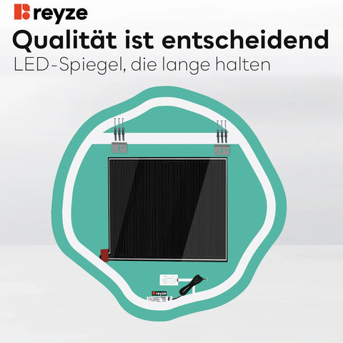 LED Spiegel Asymmetrisch Oval | Touch-Schalter | Anti-Beschlag-Funktion | Neutralweißes Licht - Reyze Seria Ambient Model 1