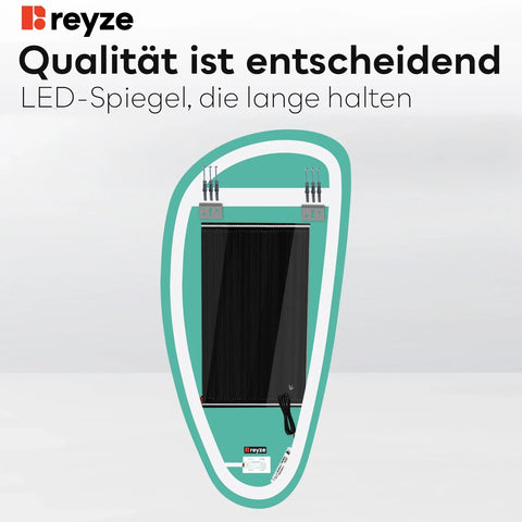 LED Spiegel Asymmetrisch Vertikal | Touch-Schalter | Anti-Beschlag-Funktion | Neutralweißes Licht - Reyze Seria Salono Model 1