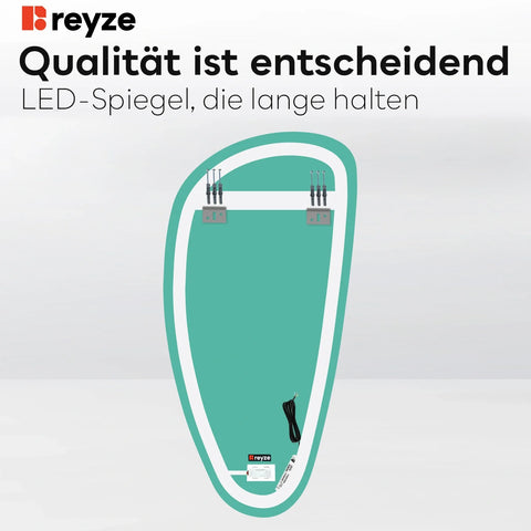 LED Spiegel Asymmetrisch Vertikal | Touch-Schalter | Warmweißes Licht - Reyze Seria Salono Model 1