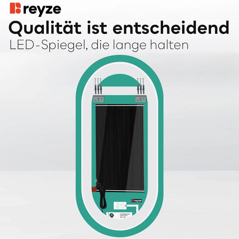 LED Spiegel Oval | Touch-Schalter | Anti-Beschlag-Funktion | Warmweißes Licht - Reyze Seria Ambient Model 1