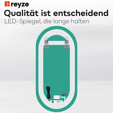 LED Spiegel Oval | Touch-Schalter | Warmweißes Licht - Reyze Seria Ambient Model 1