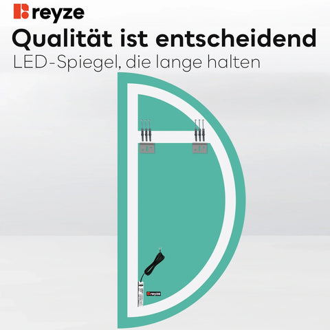 LED Spiegel Halbmond | Wandschalter-Steuerung | Neutralweißes Licht - Reyze Seria Salono Model 1 - Linke Seite