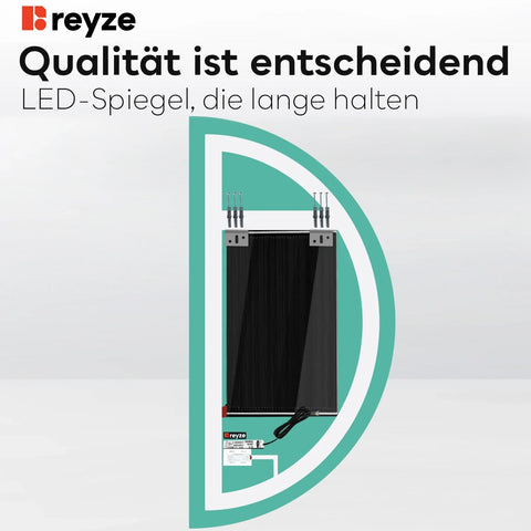 LED Spiegel Halbmond | Touch-Schalter | Anti-Beschlag-Funktion | Neutralweißes Licht - Reyze Seria Ambient Model 1 - Rechte Seite
