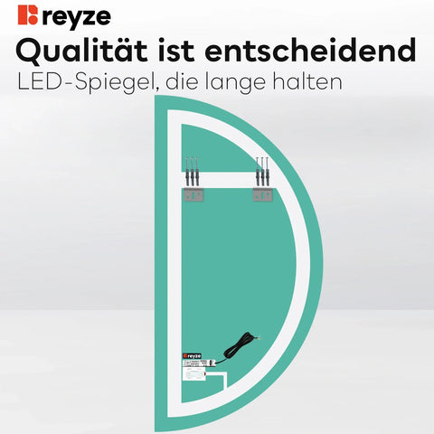 LED Spiegel Halbmond | Touch-Schalter | Kaltweißes Licht - Reyze Seria Salono Model 1 - Linke Seite