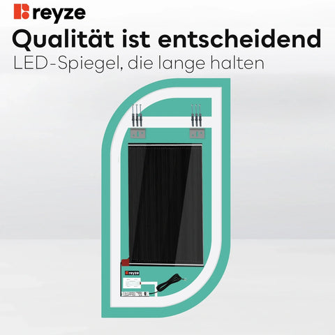 LED Spiegel Halboval 1 | Touch-Schalter | Anti-Beschlag-Funktion | Einstellbare Farbtemperatur - Reyze Seria Salono Model 1