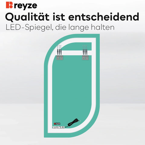LED Spiegel Halboval 1 | Wandschalter-Steuerung | Neutralweißes Licht - Reyze Seria Salono Model 1