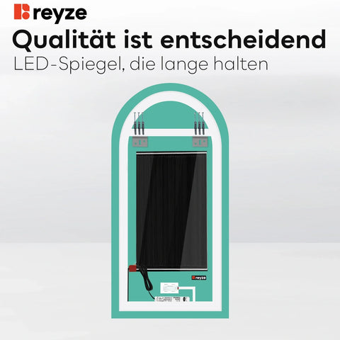 LED Spiegel Halboval 2 | Touch-Schalter | Anti-Beschlag-Funktion | Kaltweißes Licht - Reyze Seria Ambient Model 1