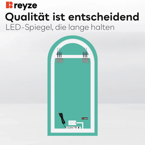 LED Spiegel Halboval 2 | Touch-Schalter | Neutralweißes Licht - Reyze Seria Salono Model 1