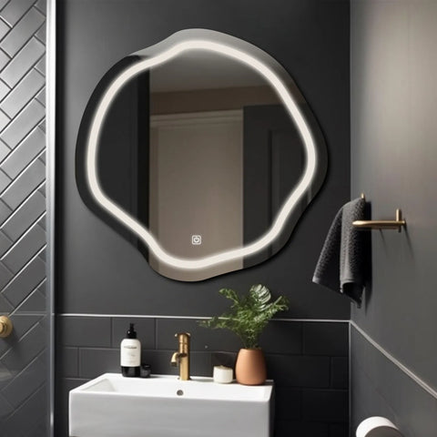 LED Spiegel Asymmetrisch Oval | Touch-Schalter | Neutralweißes Licht - Reyze Seria Salono Model 1