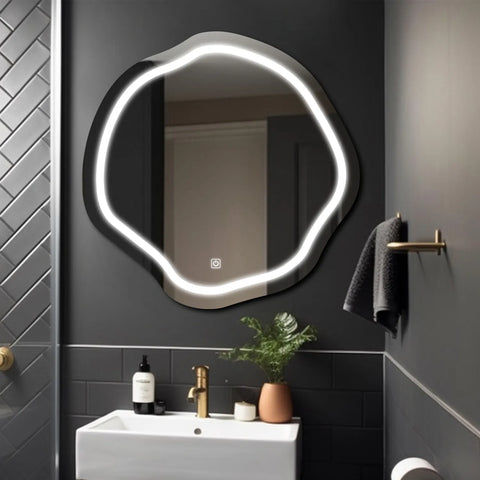 LED Spiegel Asymmetrisch Oval | Touch-Schalter | Kaltweißes Licht - Reyze Seria Salono Model 1