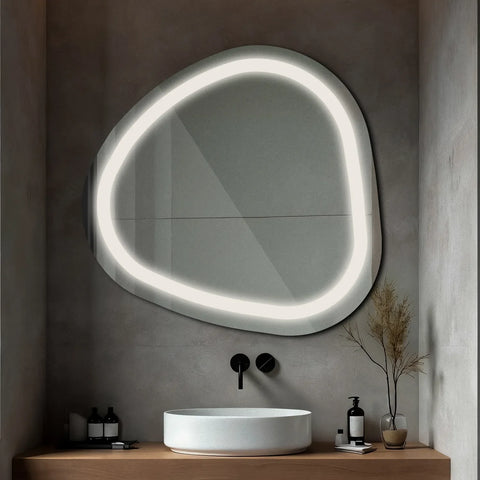 LED Spiegel Asymmetrisch | Wandschalter-Steuerung | Neutralweißes Licht - Reyze Seria Salono Model 1