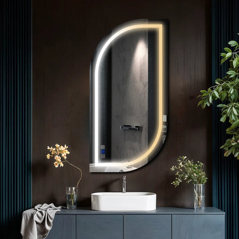 LED Spiegel Halboval 1 | Touch-Schalter | Anti-Beschlag-Funktion | Einstellbare Farbtemperatur - Reyze Seria Salono Model 1