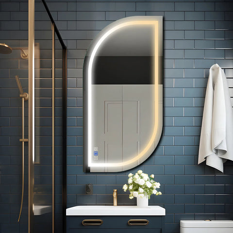 LED Spiegel Halboval 1 | Touch-Schalter | Anti-Beschlag-Funktion | Einstellbare Farbtemperatur - Reyze Seria Salono Model 1