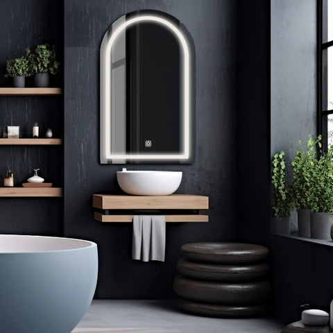 LED Spiegel Halboval 2 | Touch-Schalter | Neutralweißes Licht - Reyze Seria Salono Model 1