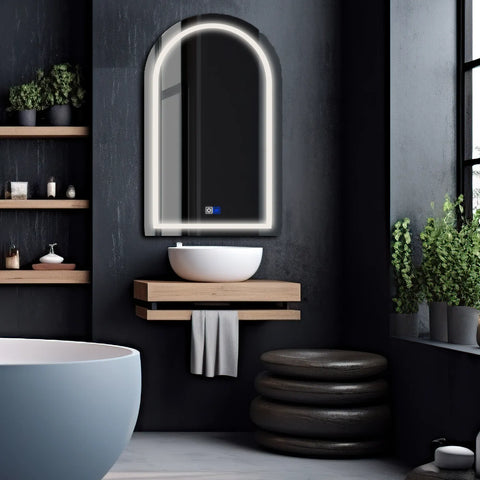 LED Spiegel Halboval 2 | Touch-Schalter | Anti-Beschlag-Funktion | Neutralweißes Licht - Reyze Seria Salono Model 1