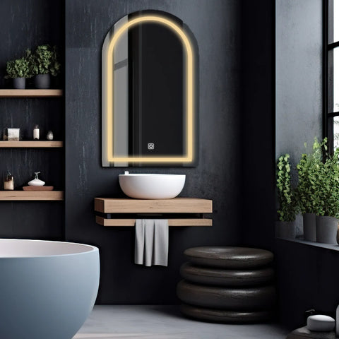 LED Spiegel Halboval 2 | Touch-Schalter | Warmweißes Licht - Reyze Seria Salono Model 1