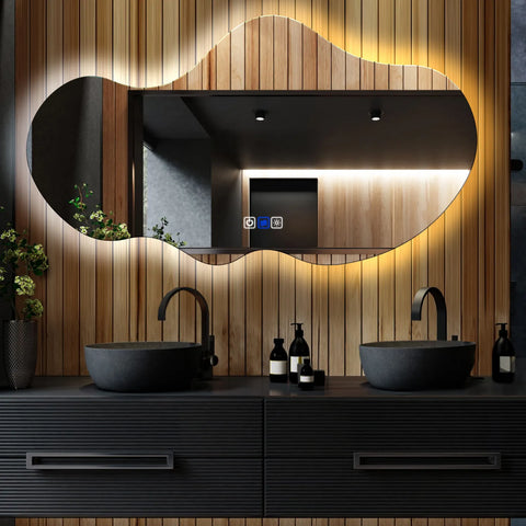 LED Spiegel Asymmetrisch 2 | Touch-Schalter | Anti-Beschlag-Funktion | Einstellbare Farbtemperatur - Reyze Seria Ambient Model 1 - Horizontal