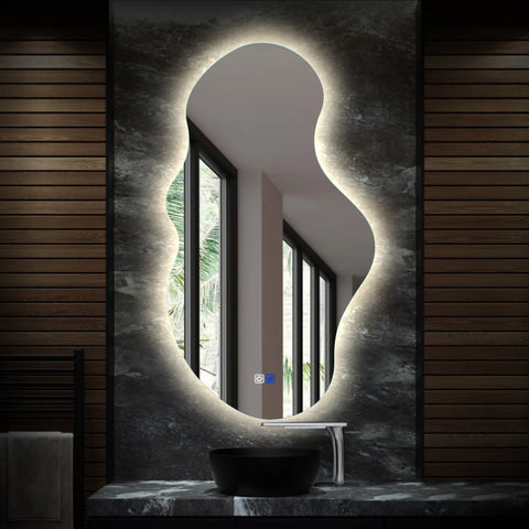 LED Spiegel Asymmetrisch 2 | Touch-Schalter | Anti-Beschlag-Funktion | Neutralweißes Licht - Reyze Seria Ambient Model 1 - Vertikal