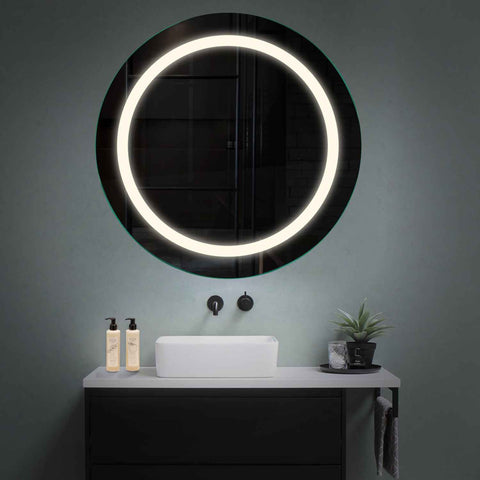 LED Spiegel Rund | Wandschalter-Steuerung | Neutralweißes Licht - Reyze Seria Salono Model 1