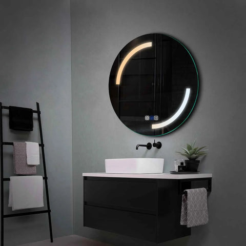 LED Spiegel Rund | Touch-Schalter | Anti-Beschlag-Funktion | Einstellbare Farbtemperatur - Reyze Seria Salono Model 3