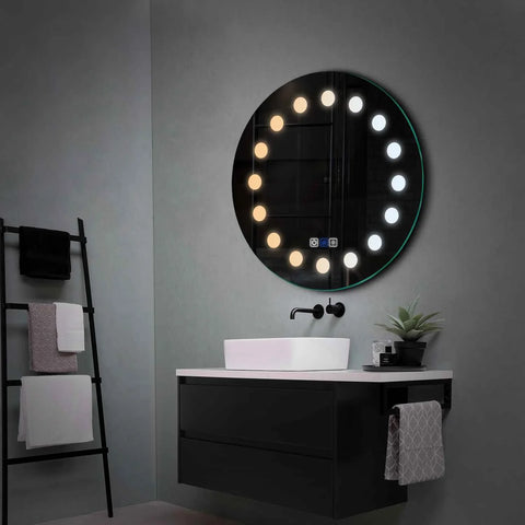 LED Spiegel Rund | Touch-Schalter | Anti-Beschlag-Funktion | Einstellbare Farbtemperatur - Reyze Seria Salono Model 6