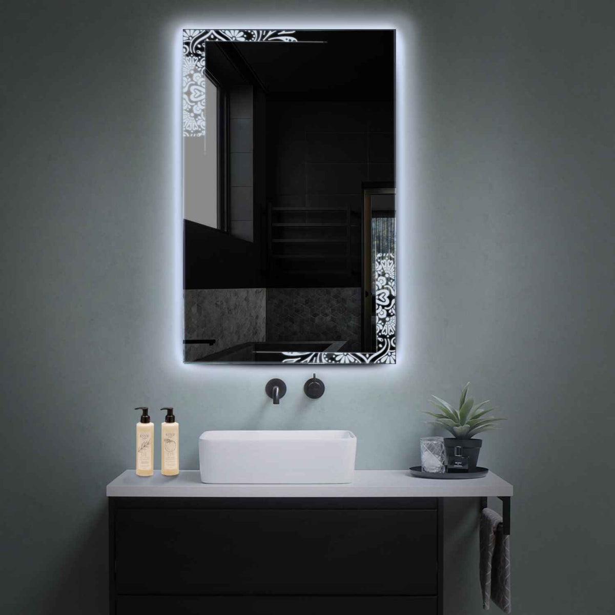 LED Spiegel Vertikal | Wandschalter-Steuerung | Kaltweißes Licht - Reyze Seria Good Vibes Model 4