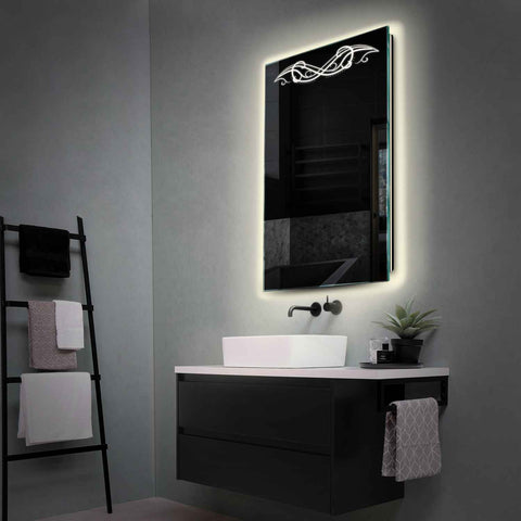 LED Spiegel Vertikal | Wandschalter-Steuerung | Neutralweißes Licht - Reyze Seria Good Vibes Model 6