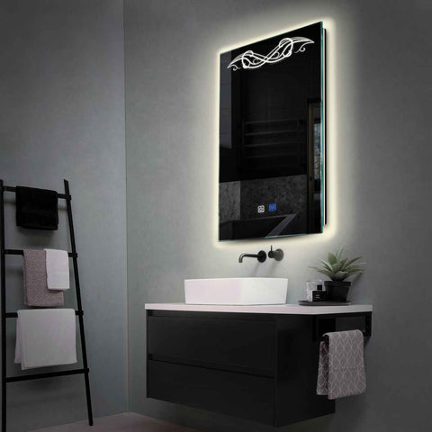 LED Spiegel Vertikal | Touch-Schalter | Anti-Beschlag-Funktion | Neutralweißes Licht - Reyze Seria Good Vibes Model 6