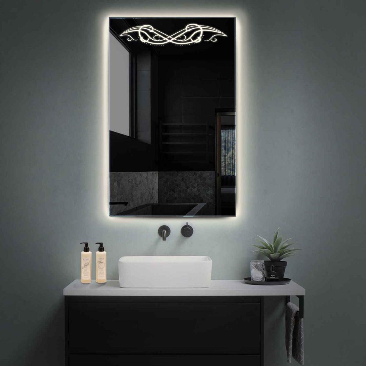 LED Spiegel Vertikal | Wandschalter-Steuerung | Neutralweißes Licht - Reyze Seria Good Vibes Model 6