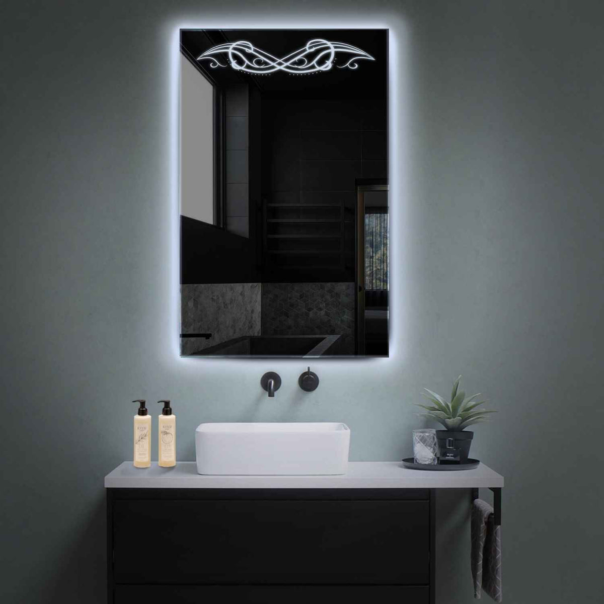 LED Spiegel Vertikal | Wandschalter-Steuerung | Kaltweißes Licht - Reyze Seria Good Vibes Model 6