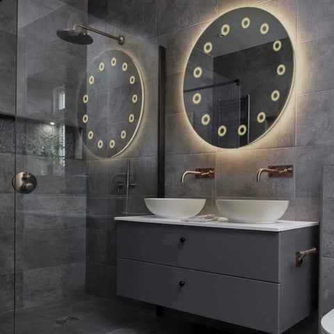 LED Spiegel Rund | Wandschalter-Steuerung | Warmweißes Licht - Reyze Seria Minimal Model 4