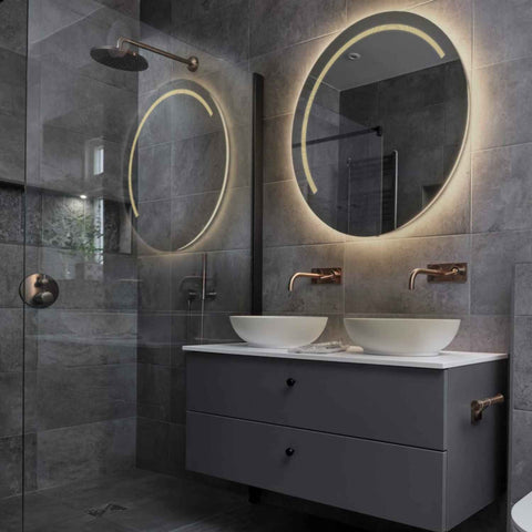 LED Spiegel Rund | Wandschalter-Steuerung | Warmweißes Licht - Reyze Seria Minimal Model 5