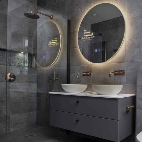 LED Spiegel Rund | Touch-Schalter | Anti-Beschlag-Funktion | Warmweißes Licht - Reyze Seria Motivated Model 3