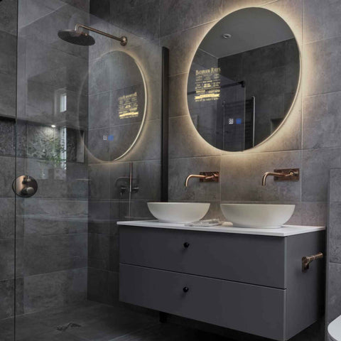 LED Spiegel Rund | Touch-Schalter | Anti-Beschlag-Funktion | Warmweißes Licht - Reyze Seria Motivated Model 5