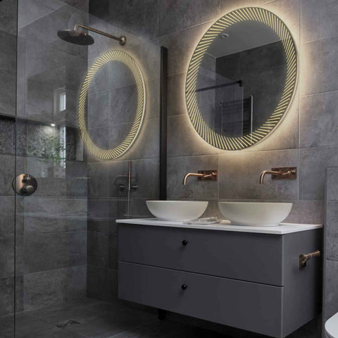 LED Spiegel Rund | Wandschalter-Steuerung | Warmweißes Licht - Reyze Seria Simetria Model 7