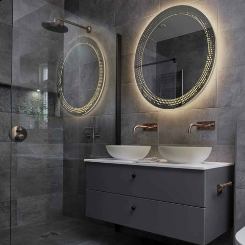 LED Spiegel Rund | Wandschalter-Steuerung | Warmweißes Licht - Reyze Seria Simetria Model 8