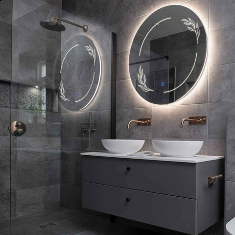 LED Spiegel Rund | Touch-Schalter | Neutralweißes Licht - Reyze Seria Good Vibes Model 1