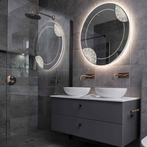 LED Spiegel Rund | Wandschalter-Steuerung | Neutralweißes Licht - Reyze Seria Good Vibes Model 7