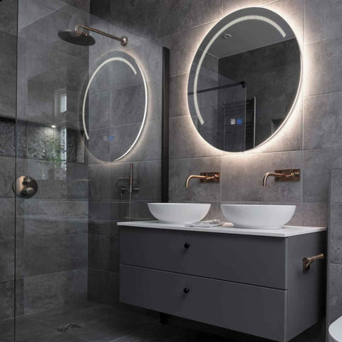 LED Spiegel Rund | Touch-Schalter | Anti-Beschlag-Funktion | Neutralweißes Licht - Reyze Seria Minimal Model 5